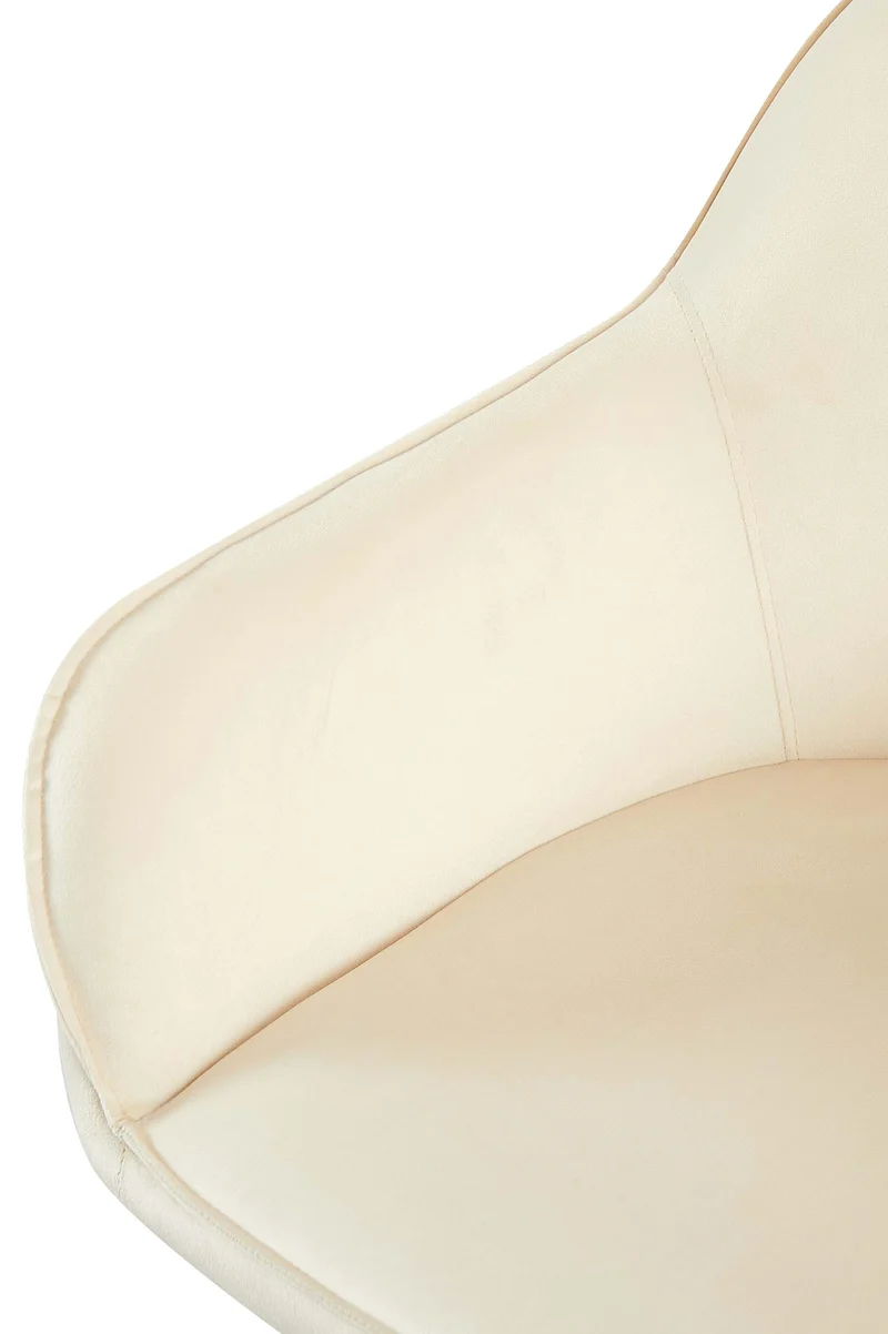 Set de 2 chaises de salle à manger dossier arrondis avec accoudoirs en velours crème 10_0001527