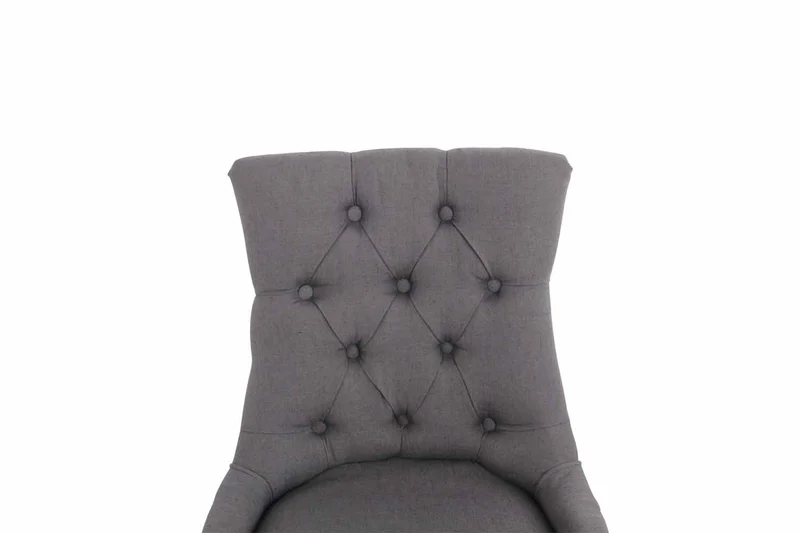 Lot de 2 chaises de salle à manger avec boutons décoratives assise en tissu gris foncé pieds foncés 10_0001519