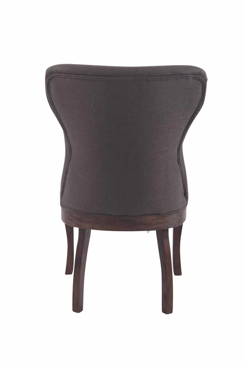 Chaise de salle à manger x1 boutons décoratifs en tissu gris foncé et pieds en bois marron foncé 10_0001513