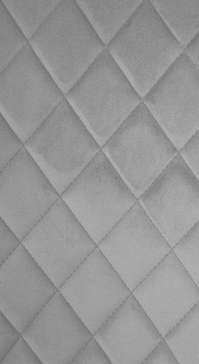 Chaise de salle à manger x1 coutures décoratives en losange assise en velours gris et pieds métal noir 10_0001500