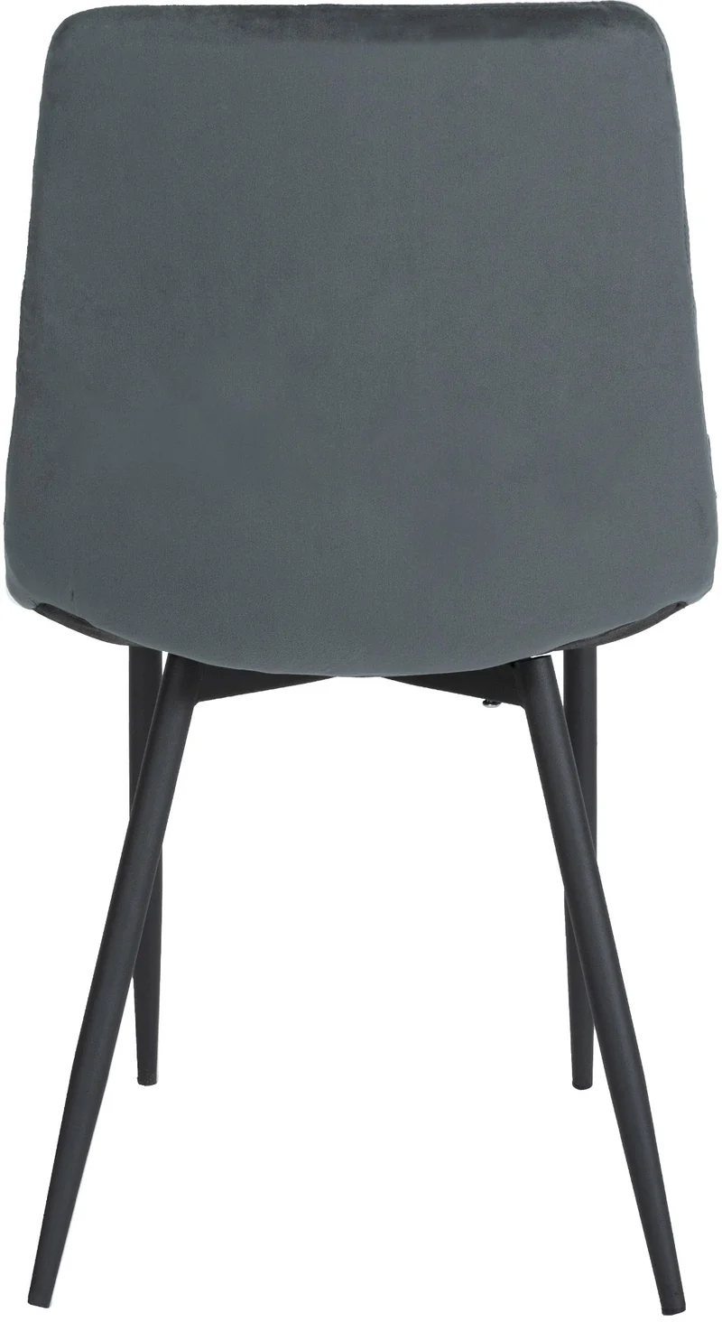 Chaise de salle à manger x1 coutures décoratives en losange assise en velours gris foncé et pieds métal noir 10_0001499