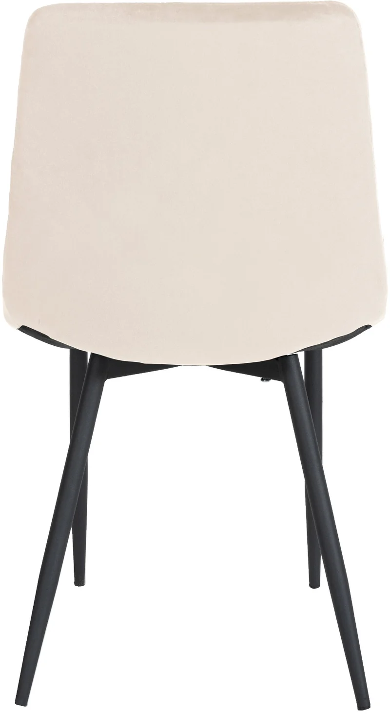 Chaise de salle à manger x1 coutures décoratives en losange assise en velours crème et pieds métal noir 10_0001498