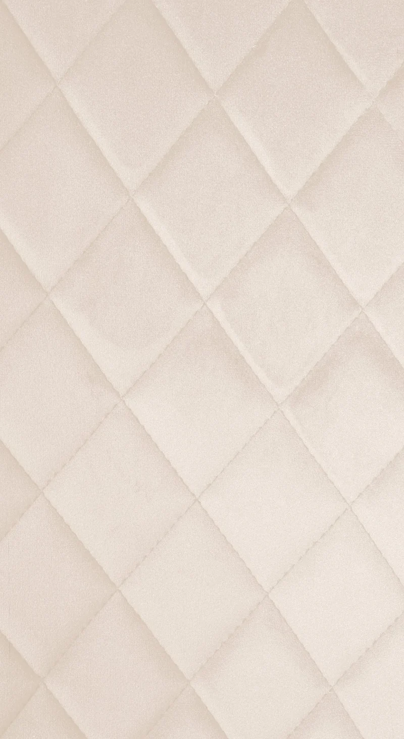 Chaise de salle à manger x1 coutures décoratives en losange assise en velours crème et pieds métal noir 10_0001498