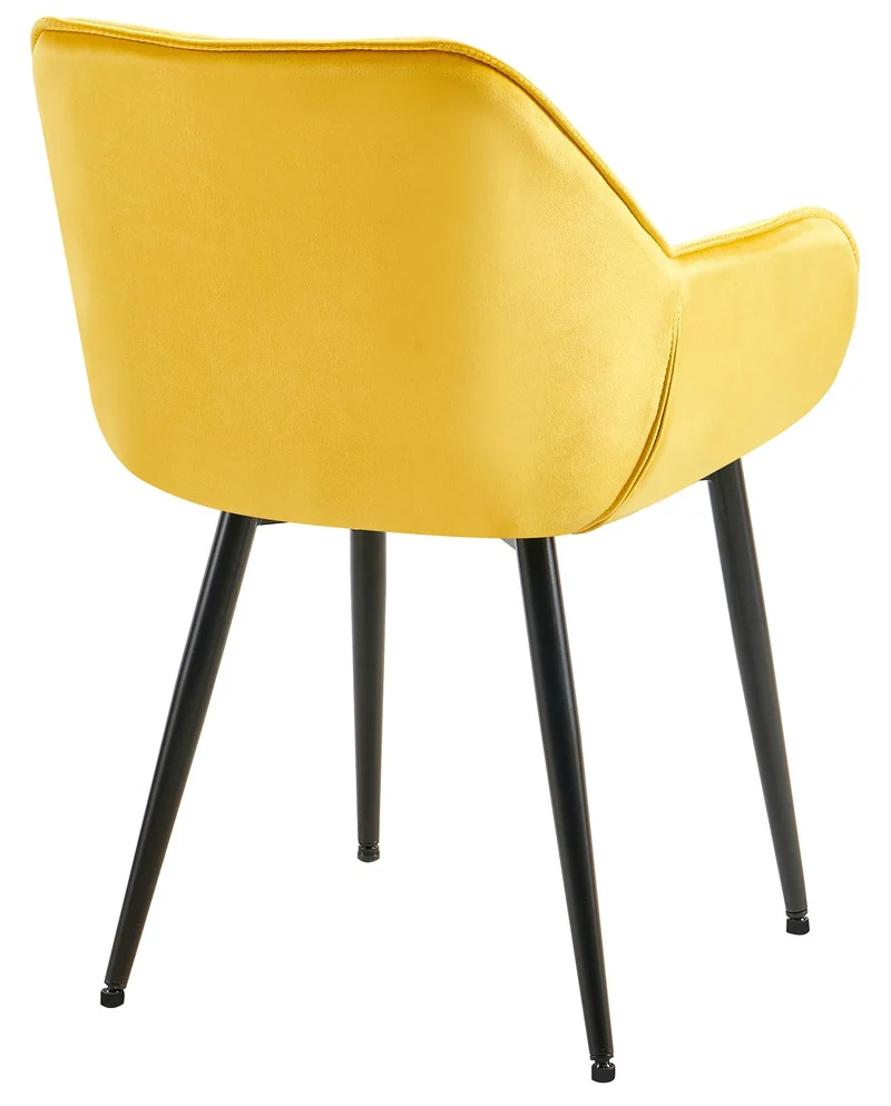 Chaise de salle à manger x1 design et moderne assise en velours jaune et pieds en métal noir 10_0001493