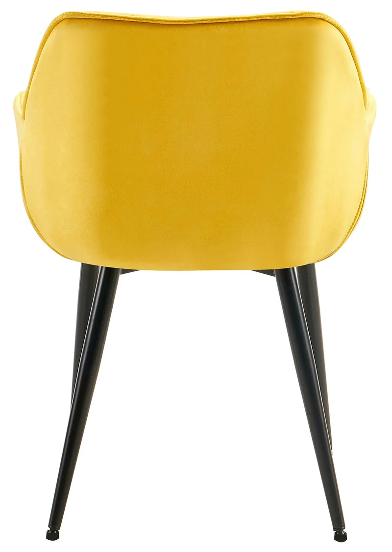 Chaise de salle à manger x1 design et moderne assise en velours jaune et pieds en métal noir 10_0001493
