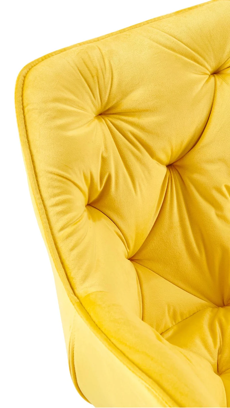 Chaise de salle à manger x1 design et moderne assise en velours jaune et pieds en métal noir 10_0001493