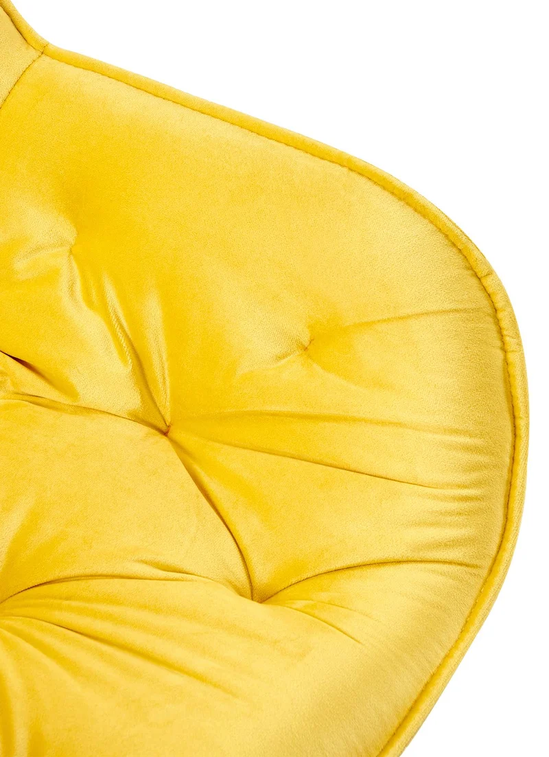 Chaise de salle à manger x1 design et moderne assise en velours jaune et pieds en métal noir 10_0001493