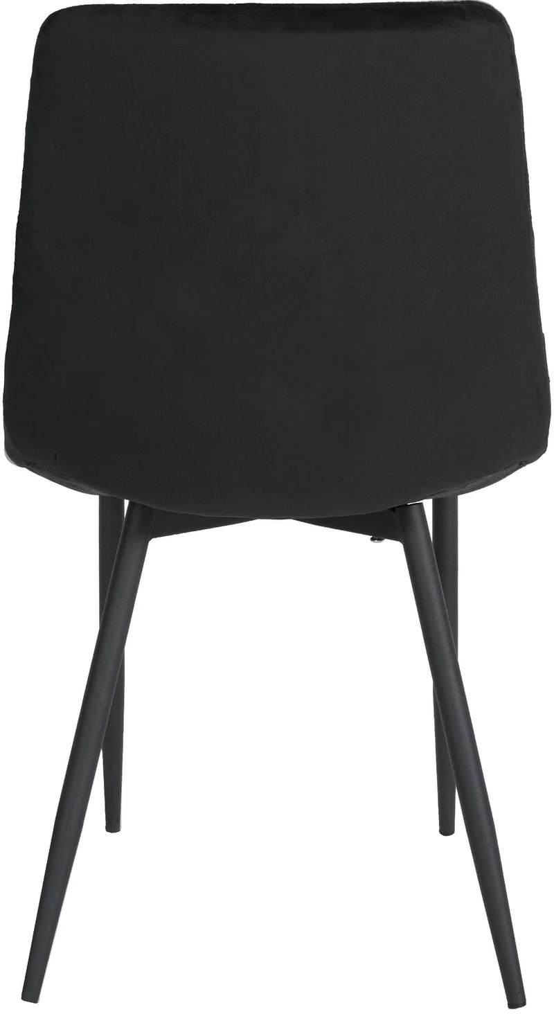 Chaise de salle à manger x1 coutures décoratives en losange assise en velours noir et pieds métal noir 10_0001497
