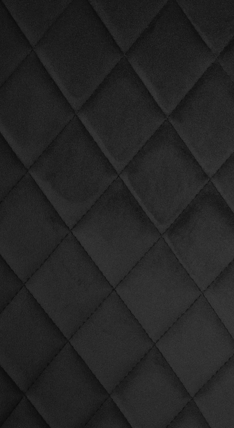 Chaise de salle à manger x1 coutures décoratives en losange assise en velours noir et pieds métal noir 10_0001497