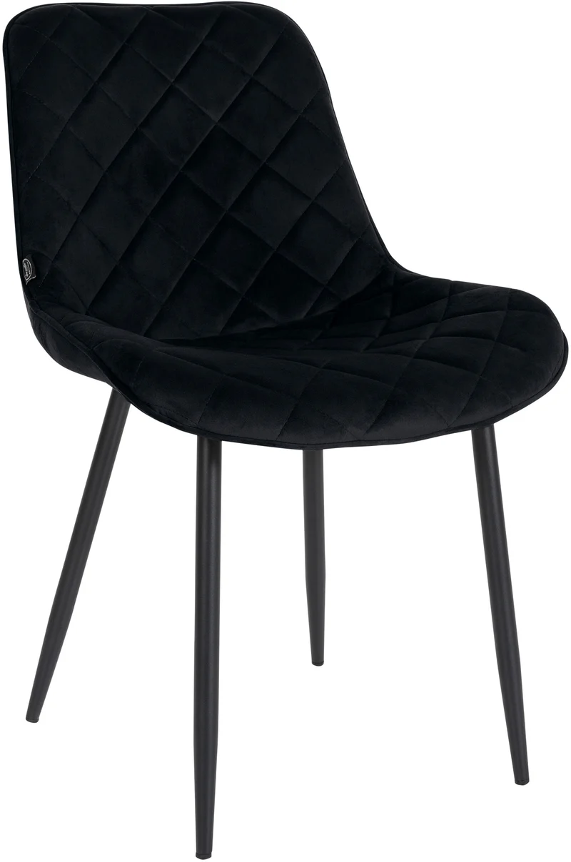 Chaise de salle à manger cuisine x1 assise en velours noir et pieds en métal noir 10_0001489