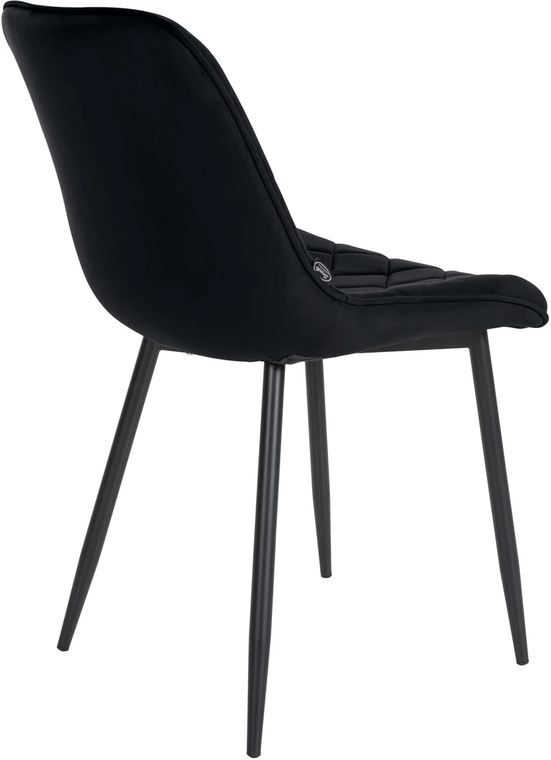 Chaise de salle à manger cuisine x1 assise en velours noir et pieds en métal noir 10_0001489