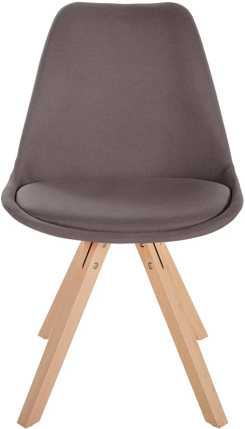Chaise de salle à manger x1 style scandinave en tissu taupe pieds en bois clair 10_0001486