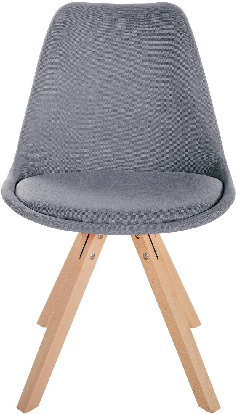Chaise de salle à manger x1 style scandinave en tissu gris clair pieds en bois clair 10_0001485