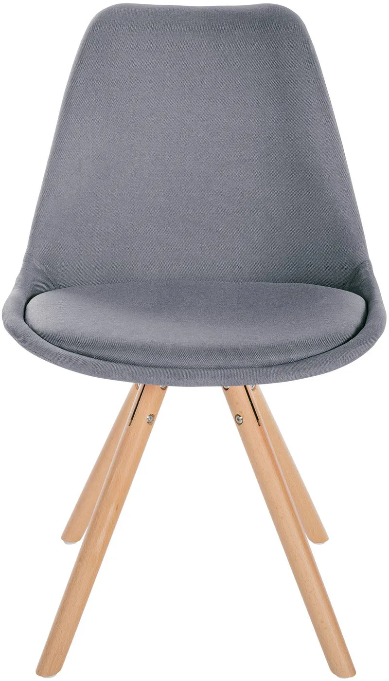 Chaise de salle à manger x1 style scandinave en tissu gris clair pieds en bois clair 10_0001479