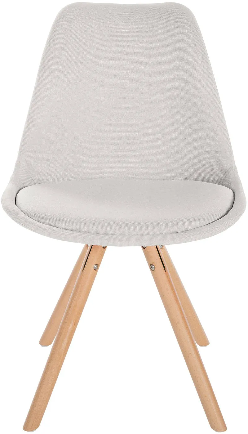Chaise de salle à manger x1 style scandinave en tissu crème pieds en bois clair 10_0001476