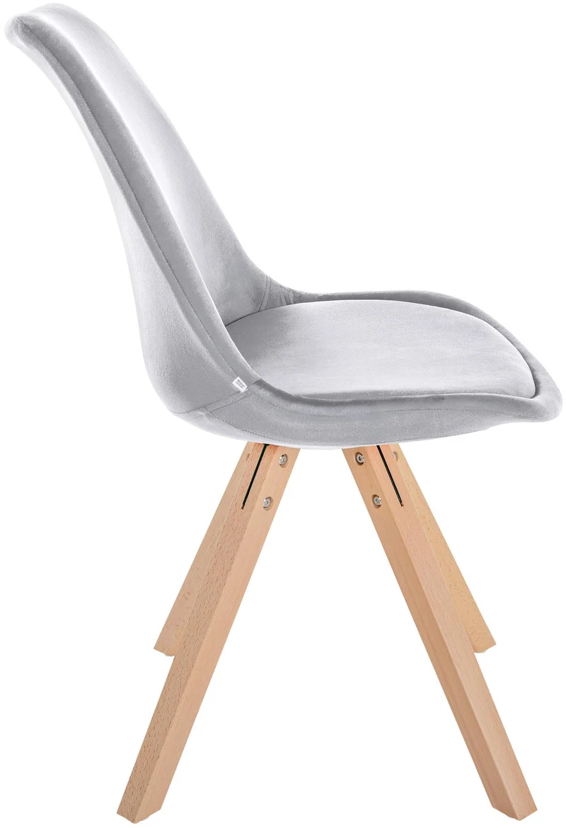 Chaise de salle à manger x1 style scandinave en velours gris clair pieds en bois clair 10_0001474