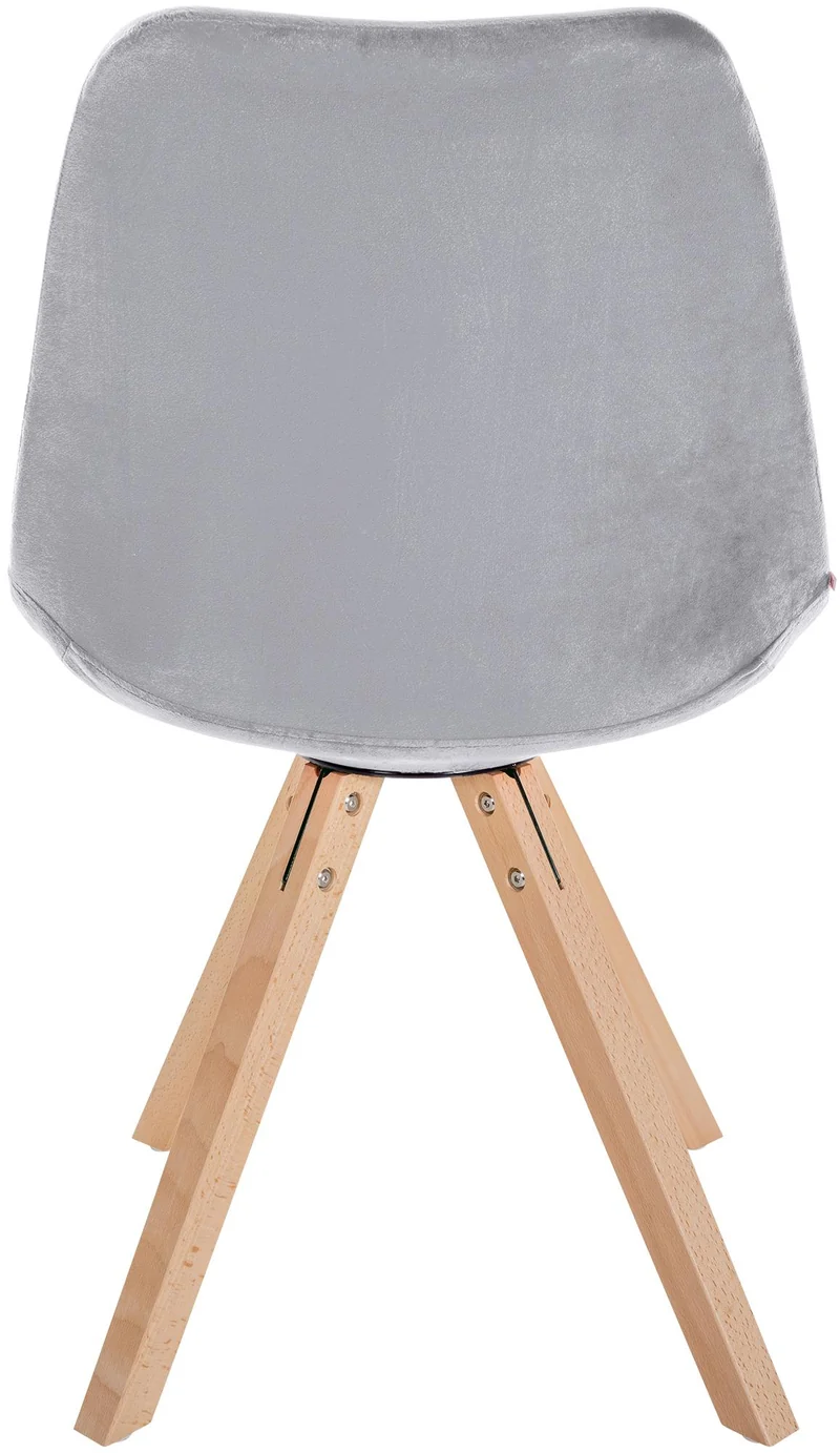 Chaise de salle à manger x1 style scandinave en velours gris clair pieds en bois clair 10_0001474