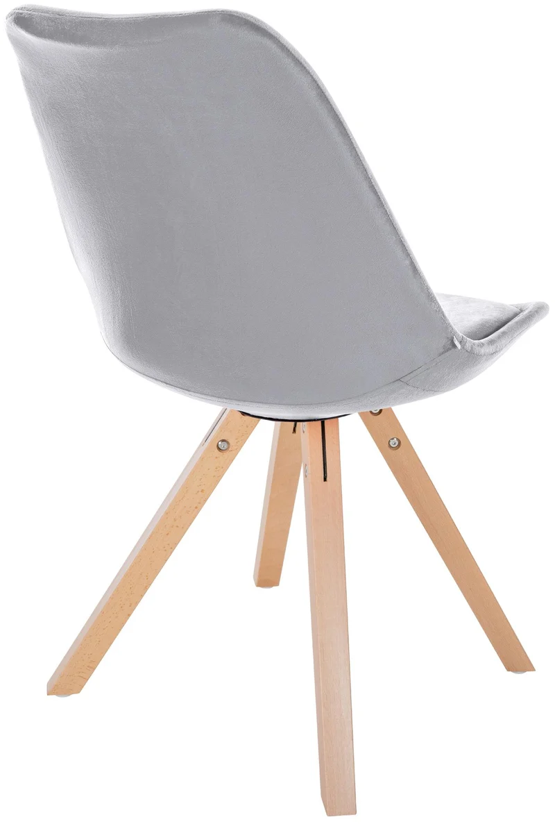 Chaise de salle à manger x1 style scandinave en velours gris clair pieds en bois clair 10_0001474