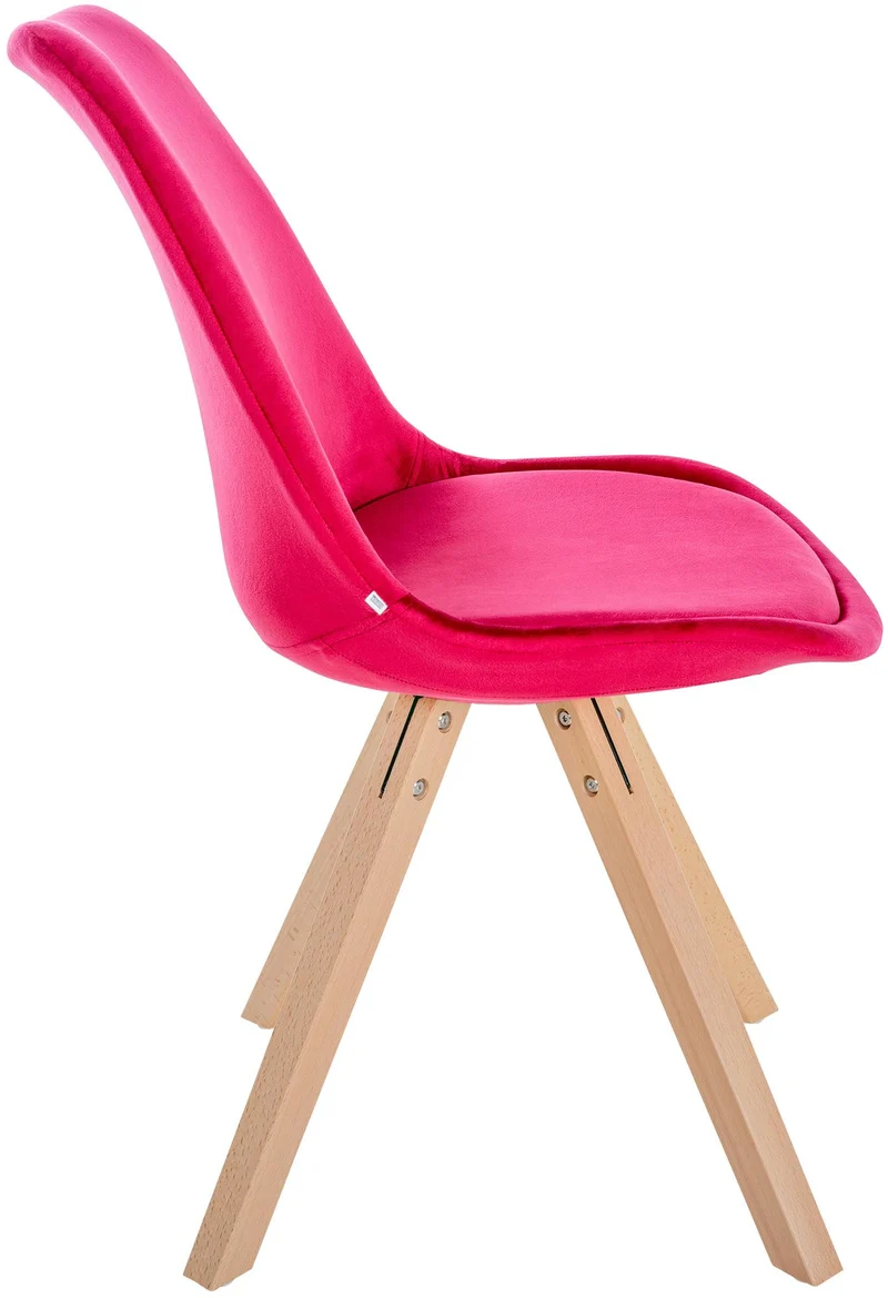Chaise de salle à manger x1 style scandinave en velours rouge pieds en bois clair 10_0001472