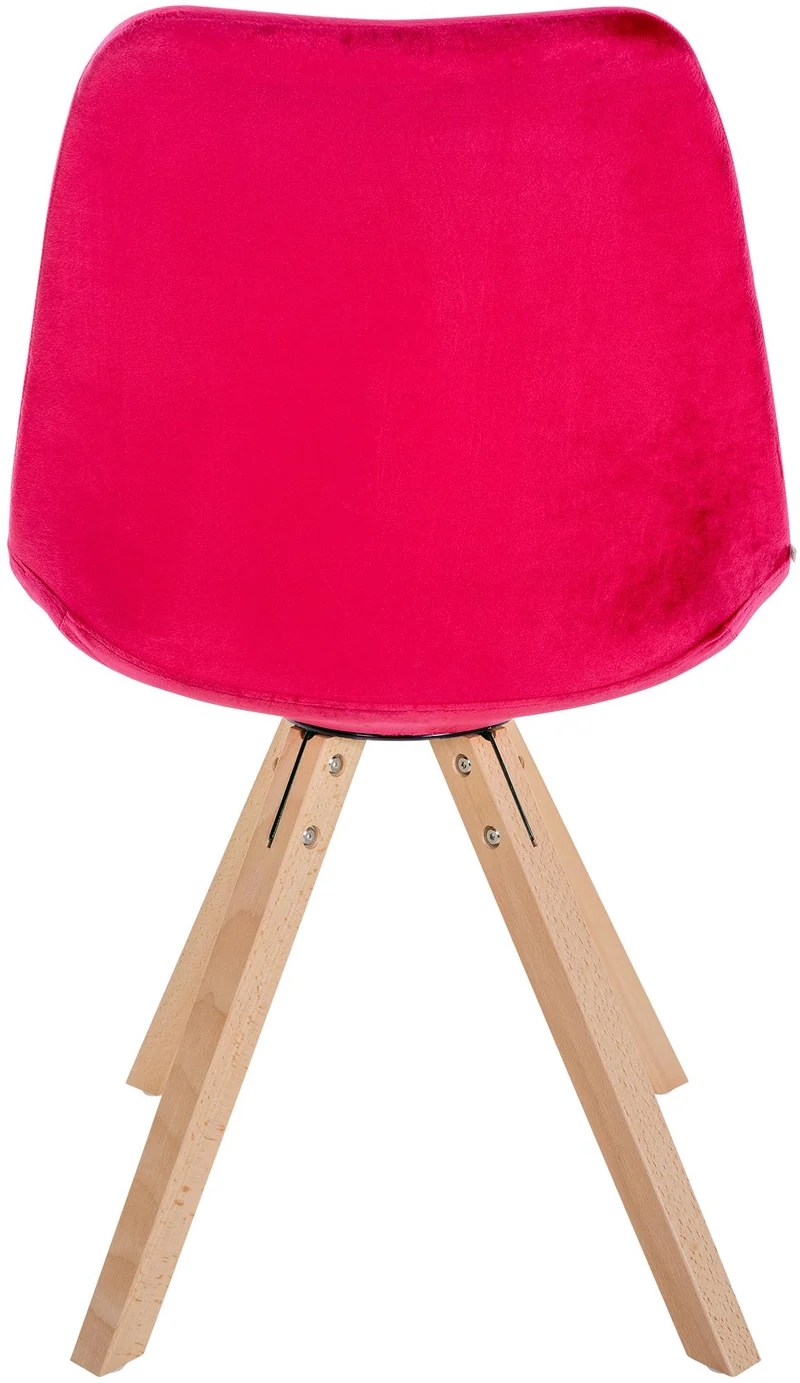 Chaise de salle à manger x1 style scandinave en velours rouge pieds en bois clair 10_0001472
