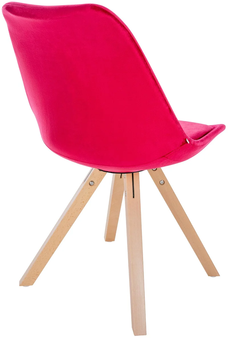 Chaise de salle à manger x1 style scandinave en velours rouge pieds en bois clair 10_0001472