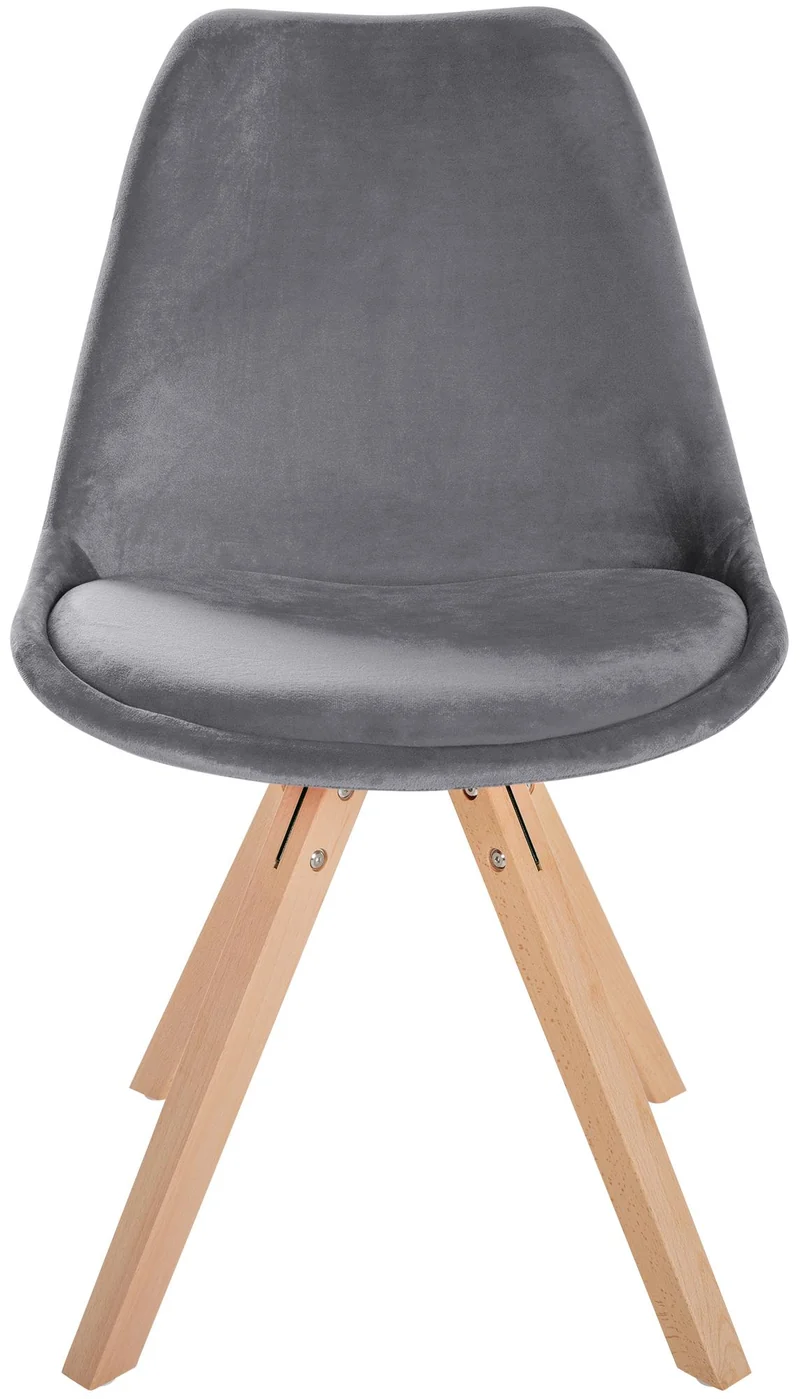 Chaise de salle à manger x1 style scandinave en velours gris pieds en bois clair 10_0001473