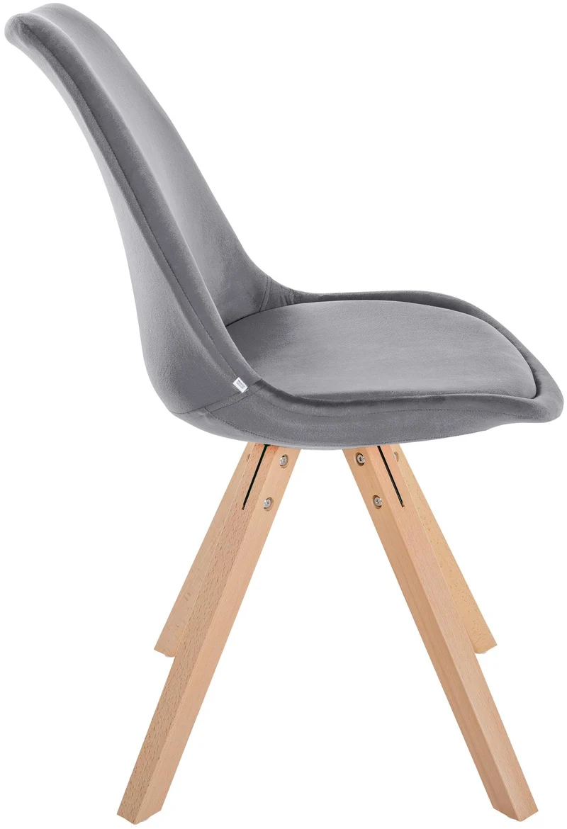Chaise de salle à manger x1 style scandinave en velours gris pieds en bois clair 10_0001473