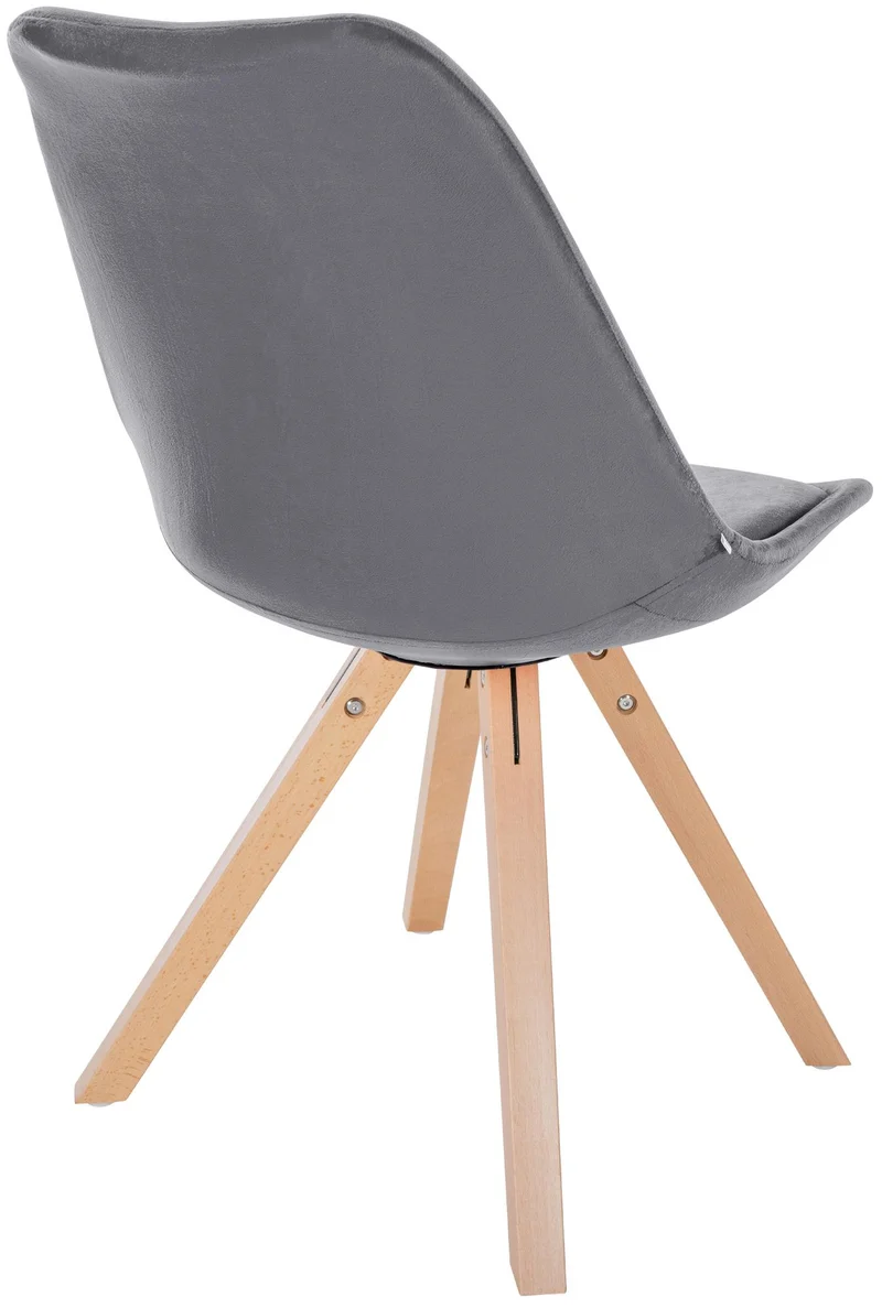 Chaise de salle à manger x1 style scandinave en velours gris pieds en bois clair 10_0001473