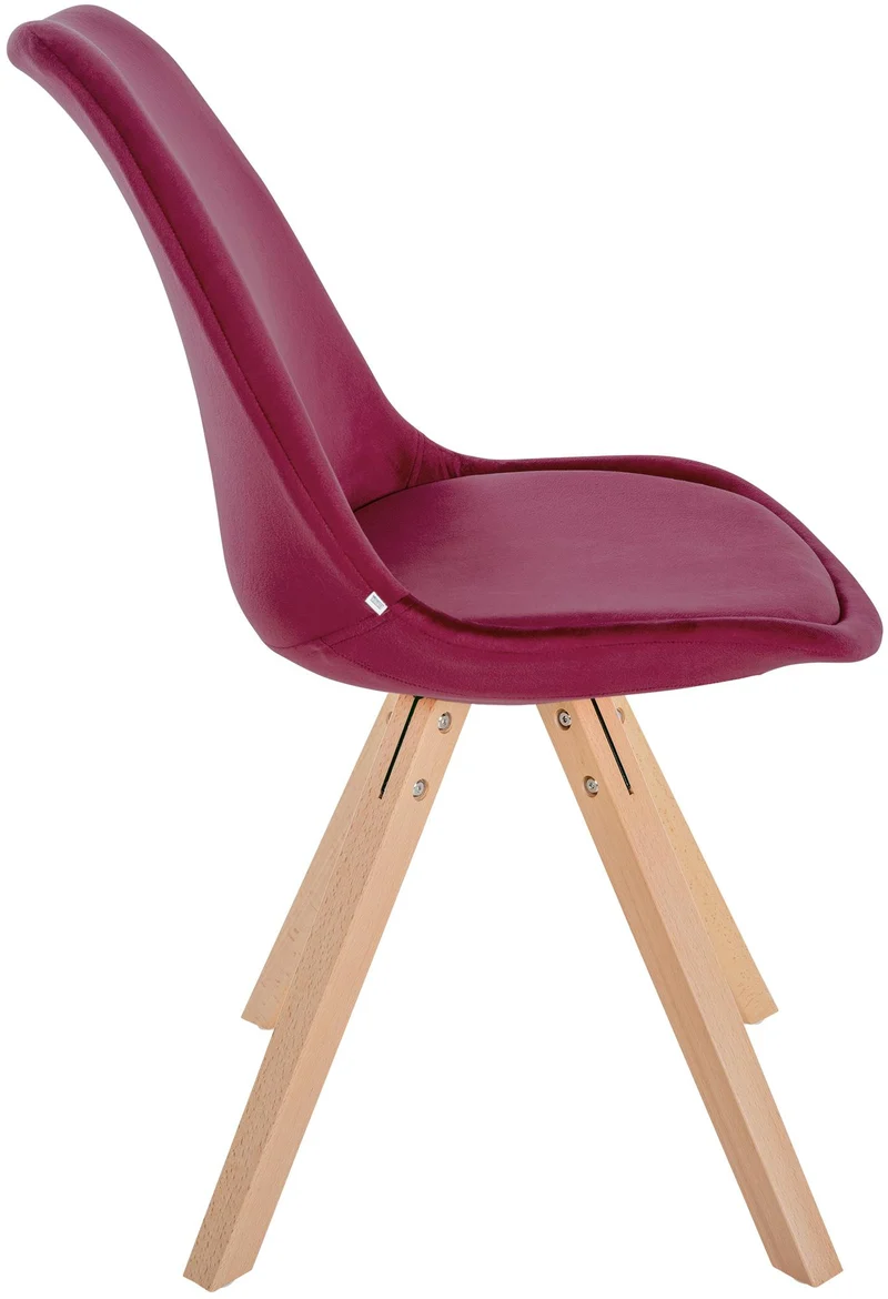 Chaise de salle à manger x1 style scandinave en velours bordeaux pieds en bois clair 10_0001471