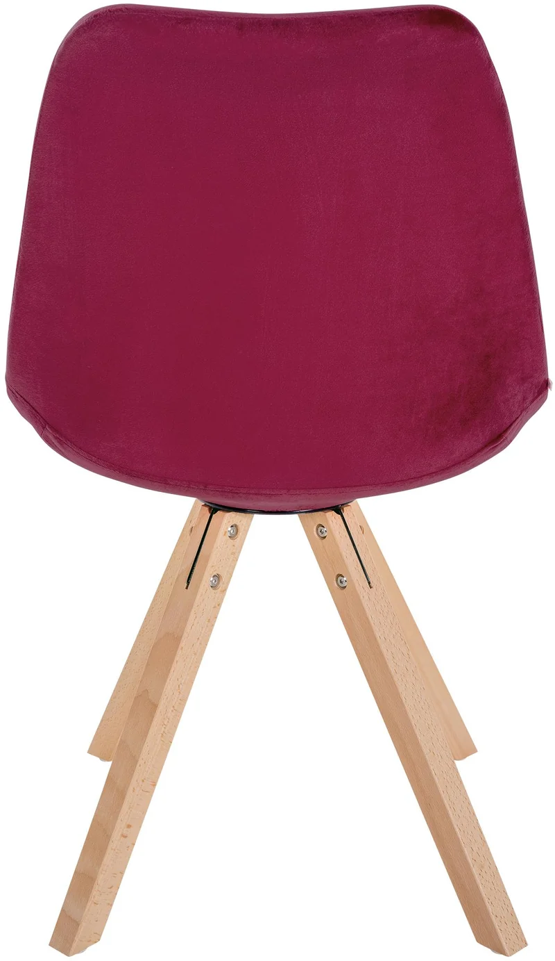 Chaise de salle à manger x1 style scandinave en velours bordeaux pieds en bois clair 10_0001471