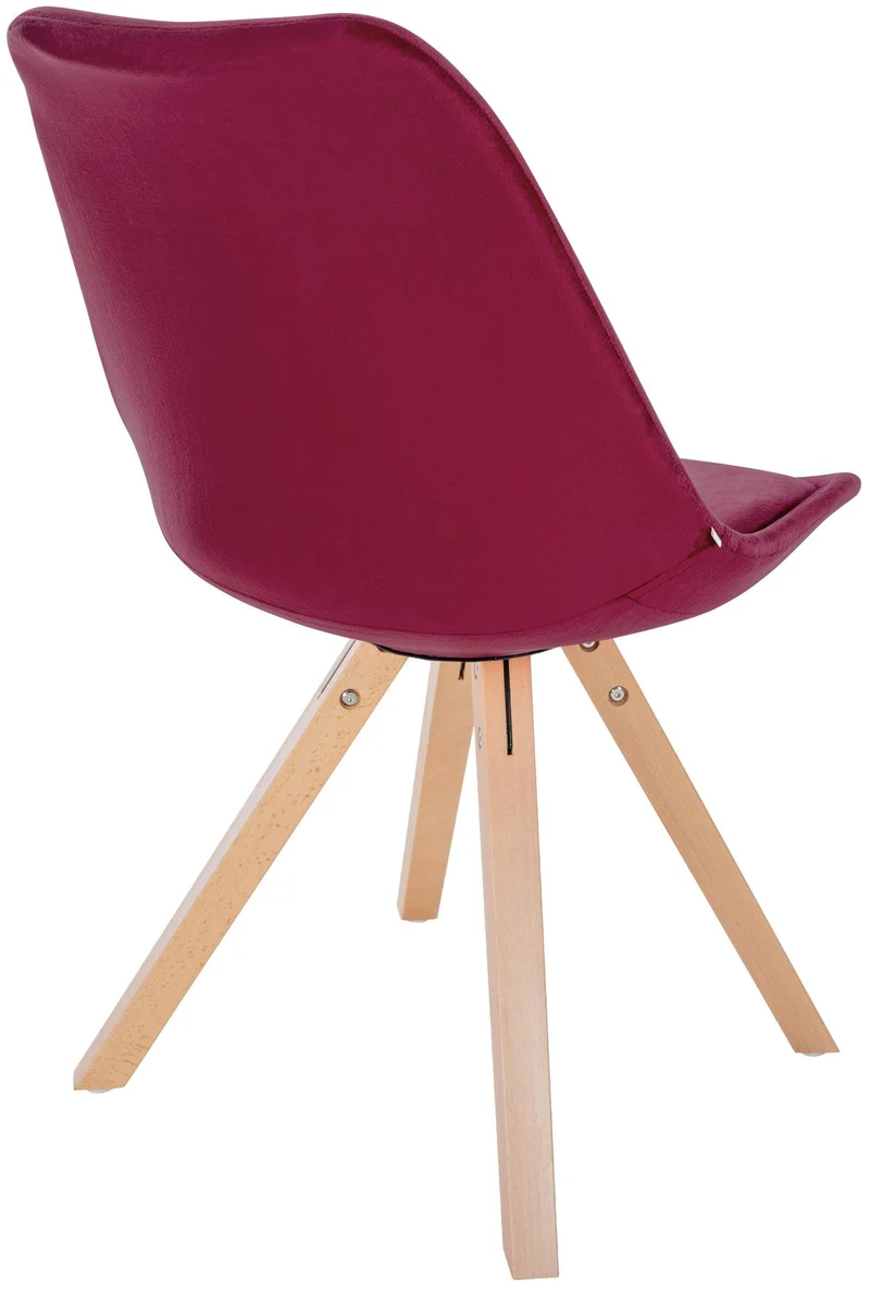 Chaise de salle à manger x1 style scandinave en velours bordeaux pieds en bois clair 10_0001471