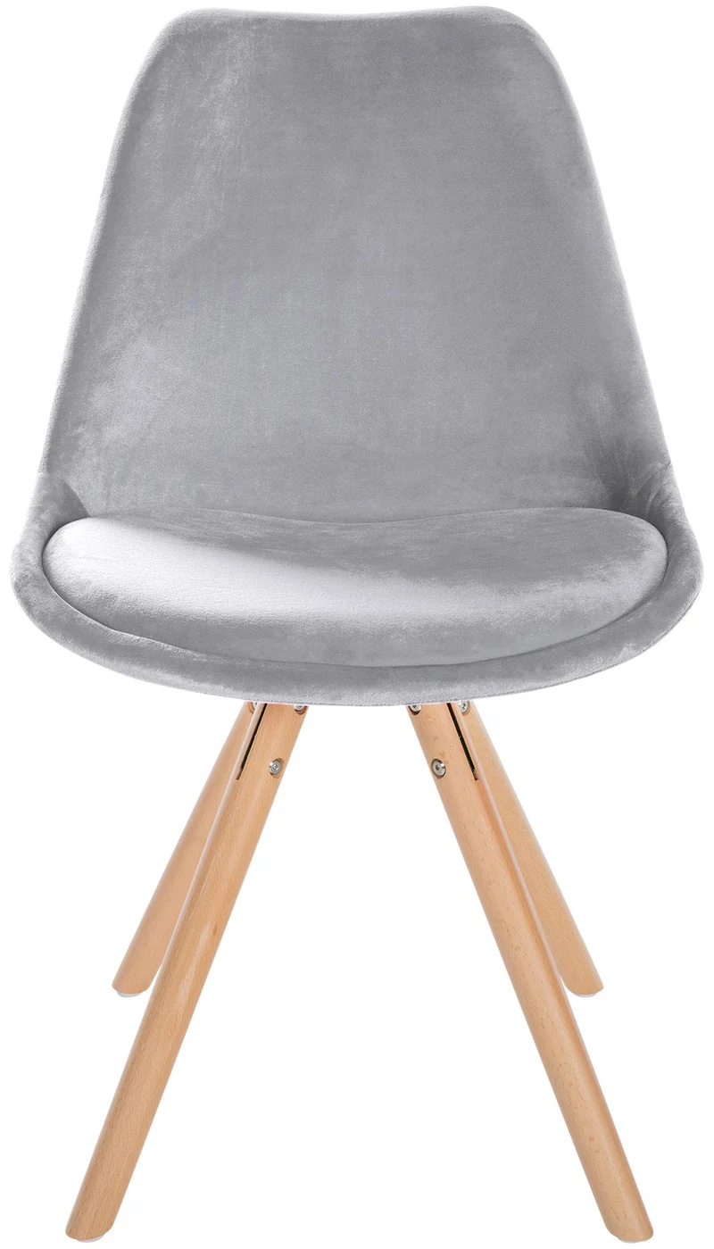 Chaise de salle à manger x1 style scandinave en velours gris clair pieds en bois clair 10_0001465