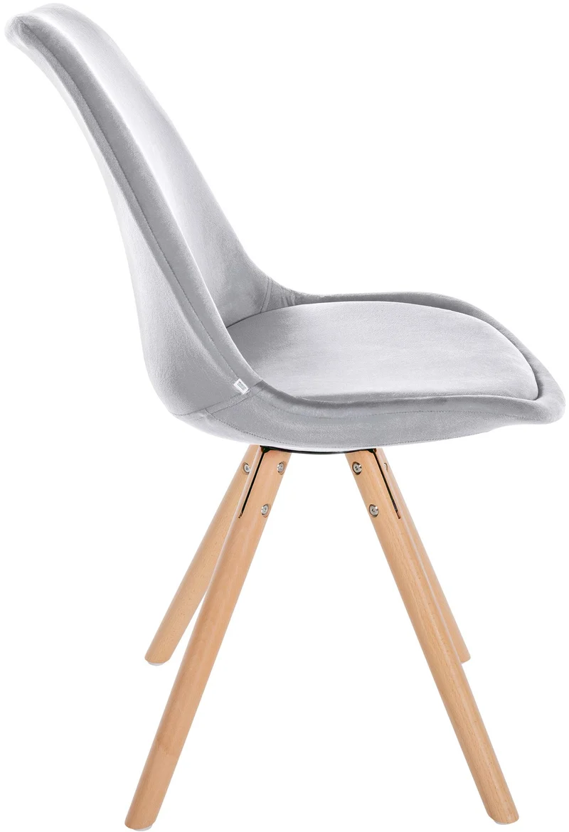 Chaise de salle à manger x1 style scandinave en velours gris clair pieds en bois clair 10_0001465