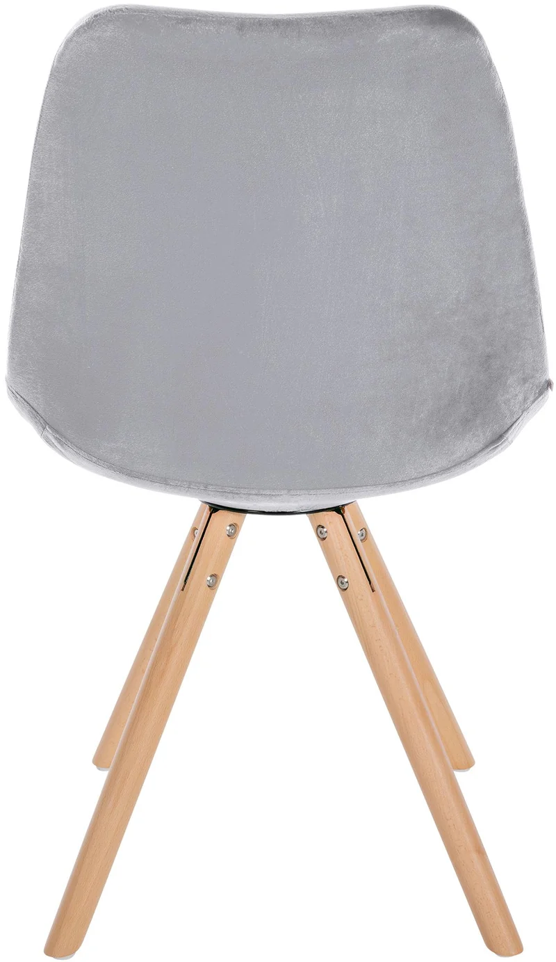 Chaise de salle à manger x1 style scandinave en velours gris clair pieds en bois clair 10_0001465