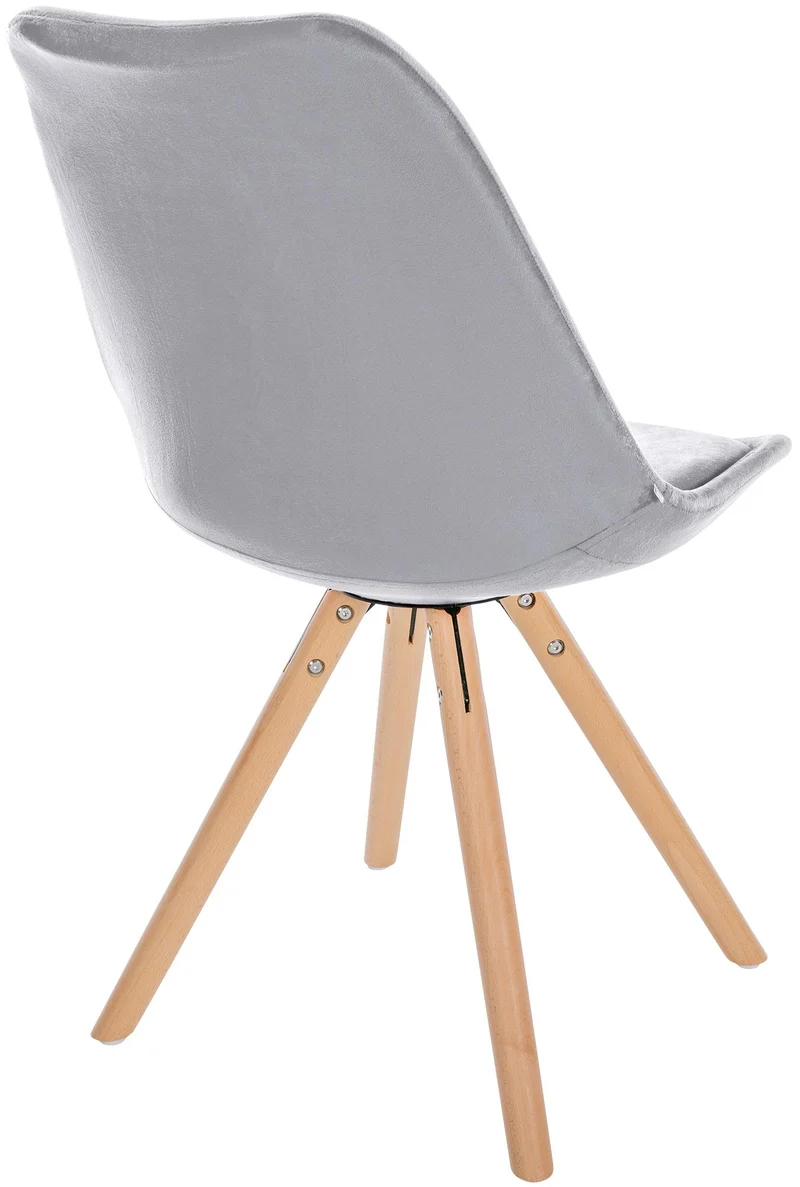 Chaise de salle à manger x1 style scandinave en velours gris clair pieds en bois clair 10_0001465