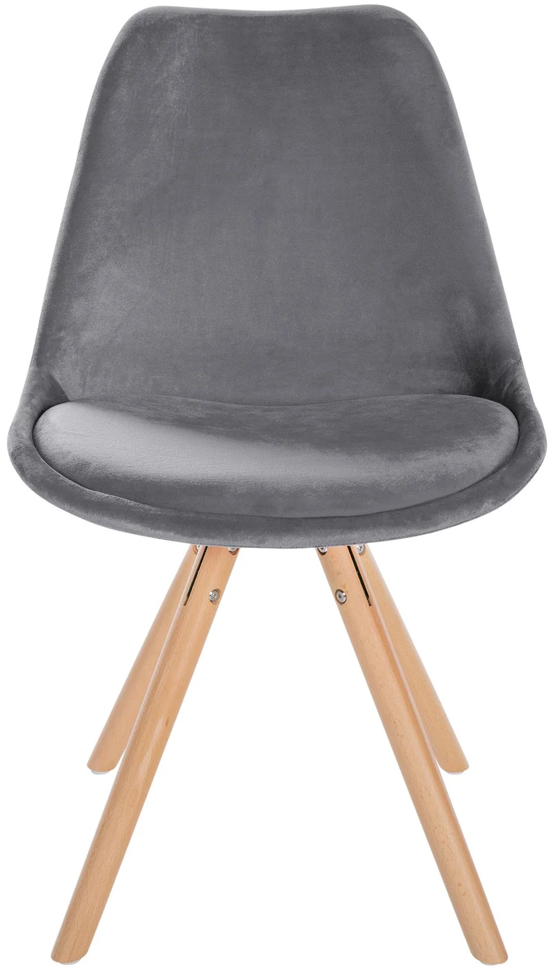 Chaise de salle à manger x1 style scandinave en velours gris pieds en bois clair 10_0001464