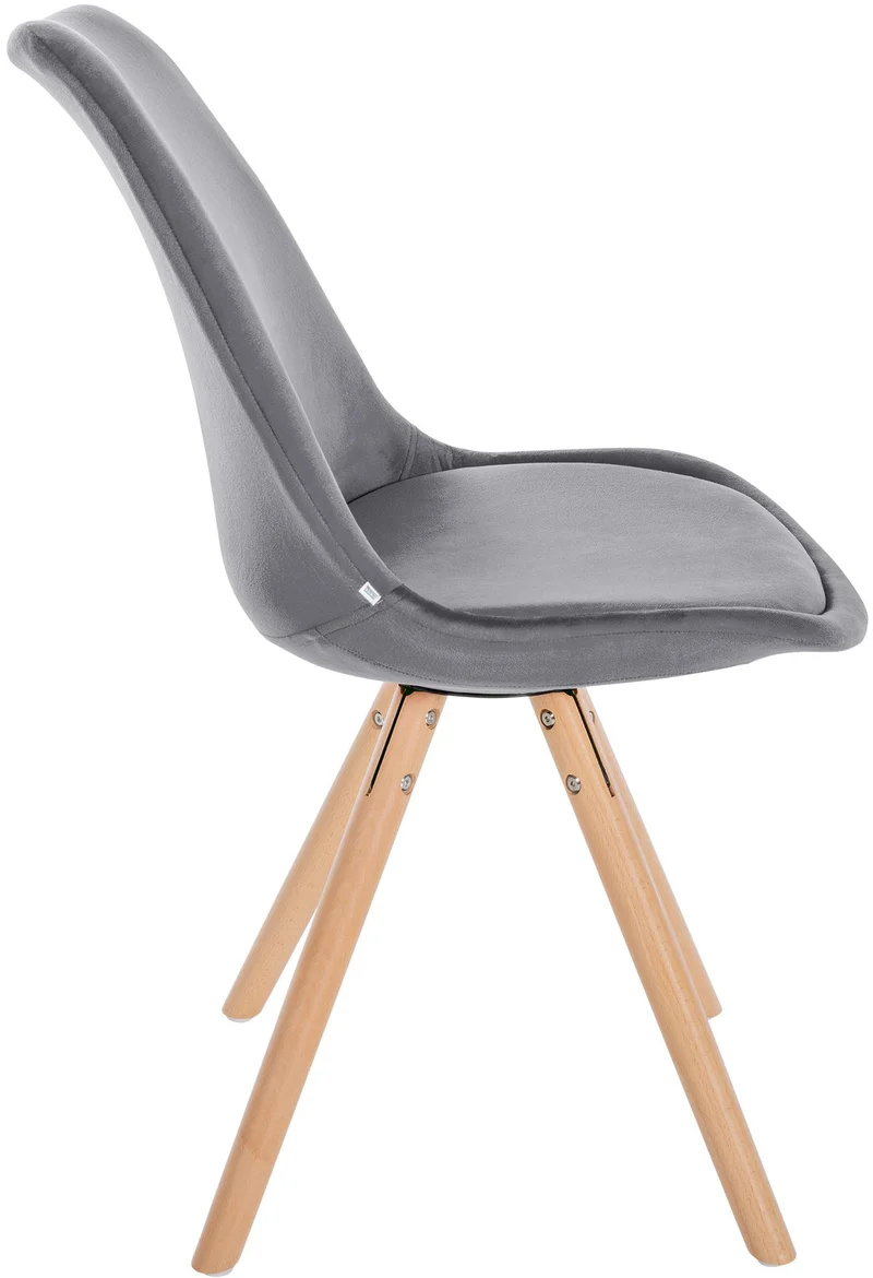 Chaise de salle à manger x1 style scandinave en velours gris pieds en bois clair 10_0001464