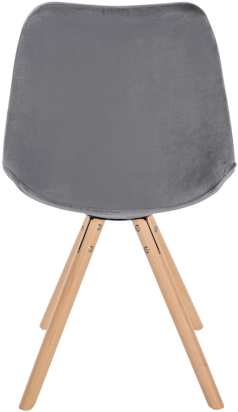Chaise de salle à manger x1 style scandinave en velours gris pieds en bois clair 10_0001464