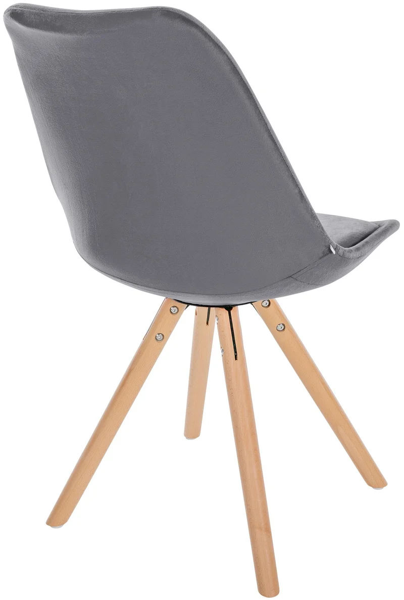 Chaise de salle à manger x1 style scandinave en velours gris pieds en bois clair 10_0001464