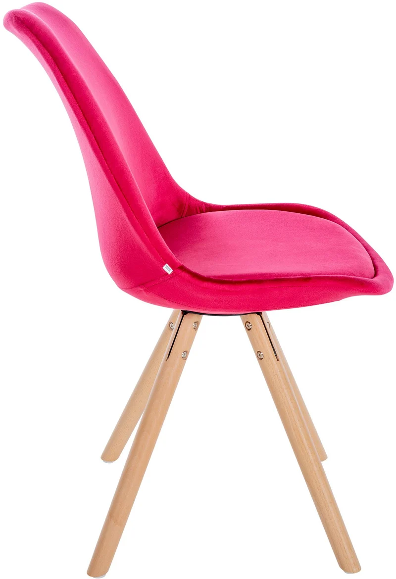 Chaise de salle à manger x1 style scandinave en velours rouge pieds en bois clair 10_0001463