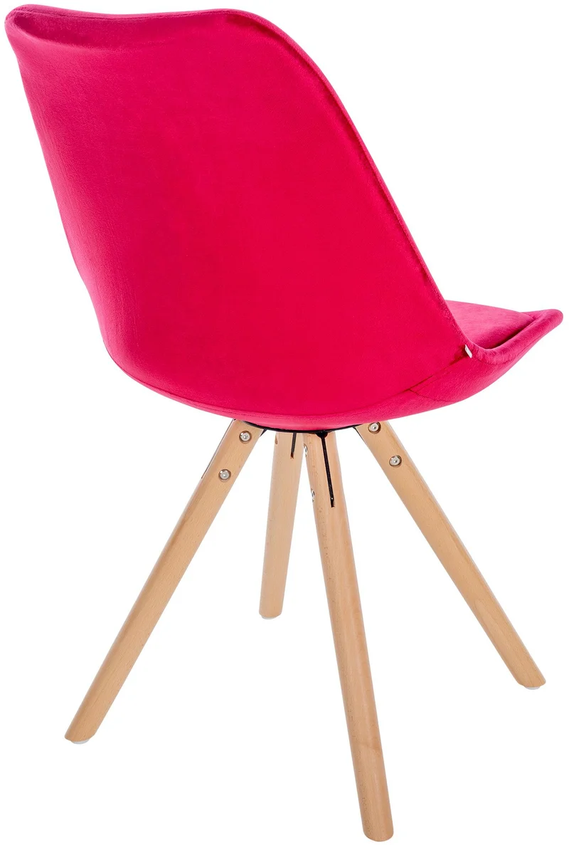 Chaise de salle à manger x1 style scandinave en velours rouge pieds en bois clair 10_0001463