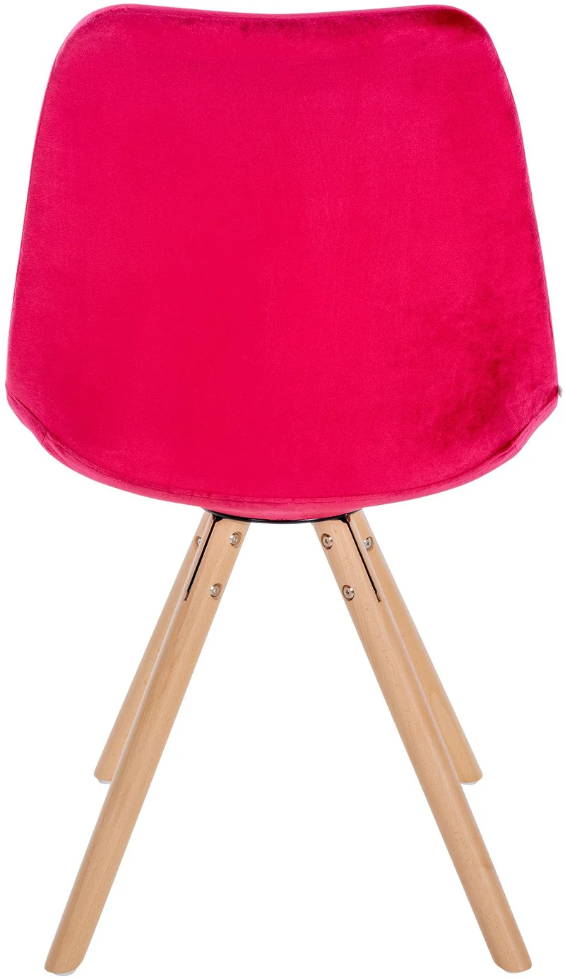 Chaise de salle à manger x1 style scandinave en velours rouge pieds en bois clair 10_0001463