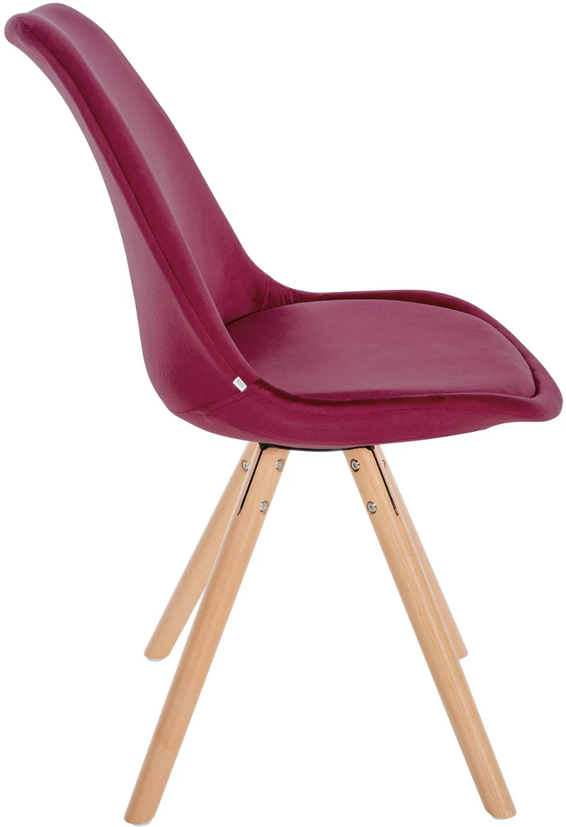 Chaise de salle à manger x1 style scandinave en velours bordeaux pieds en bois clair 10_0001462
