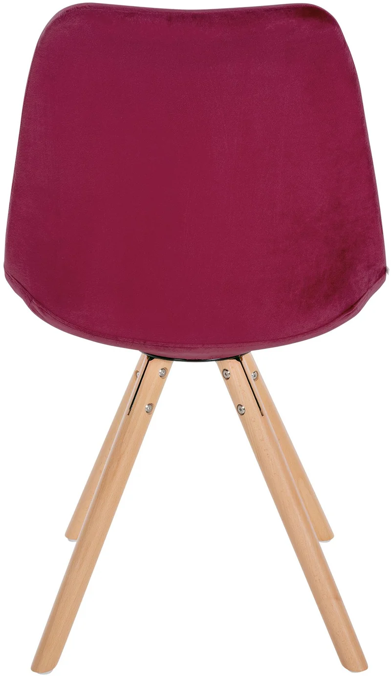 Chaise de salle à manger x1 style scandinave en velours bordeaux pieds en bois clair 10_0001462