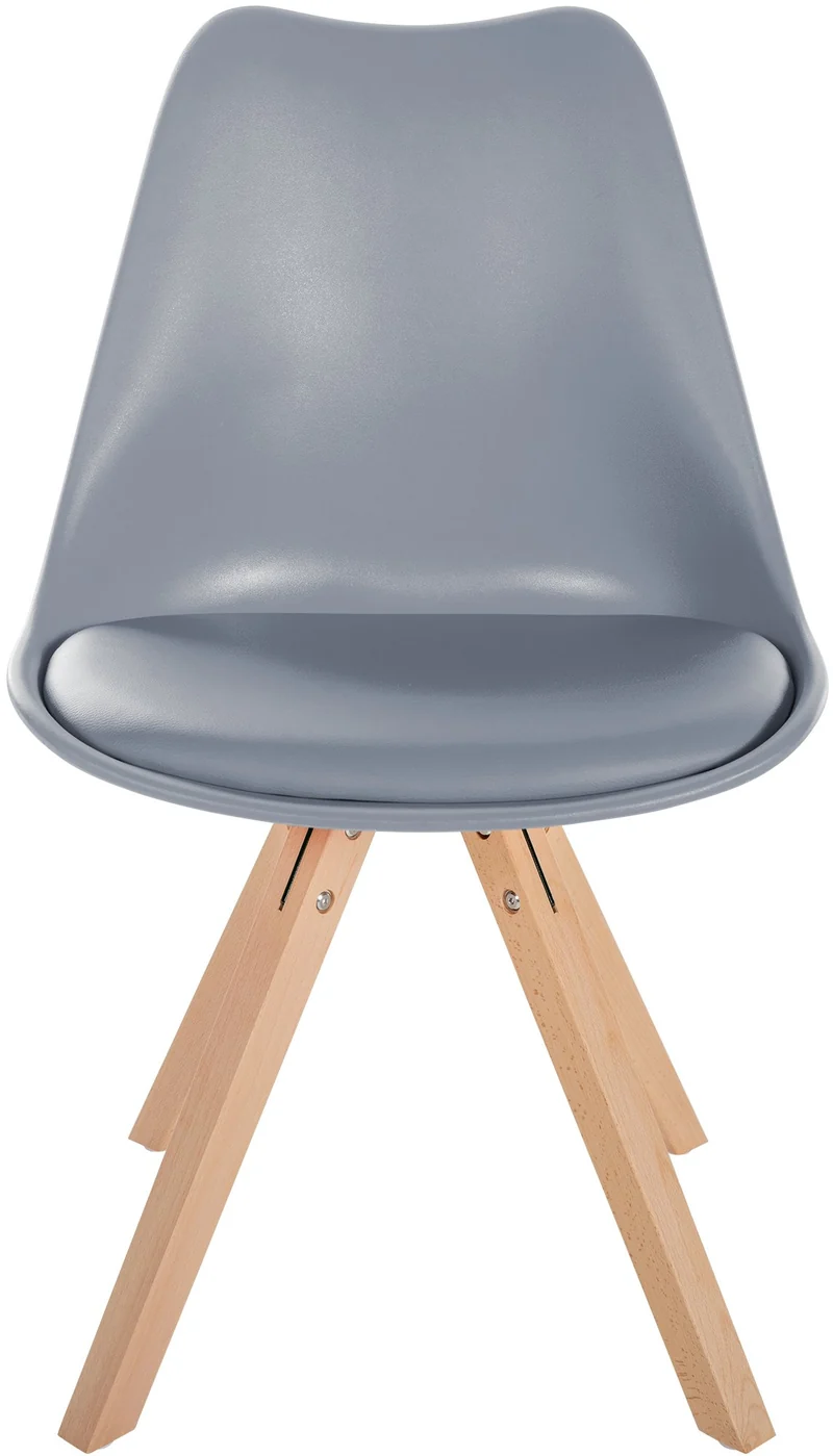 Chaise de salle à manger x1 style scandinave assise en plastique gris et pieds carrés en bois clair 10_0001453