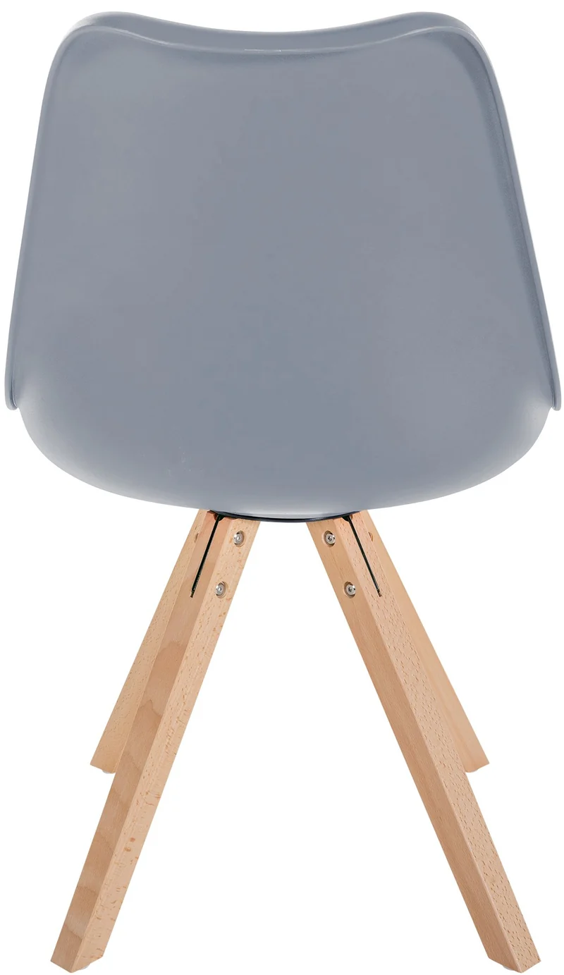 Chaise de salle à manger x1 style scandinave assise en plastique gris et pieds carrés en bois clair 10_0001453