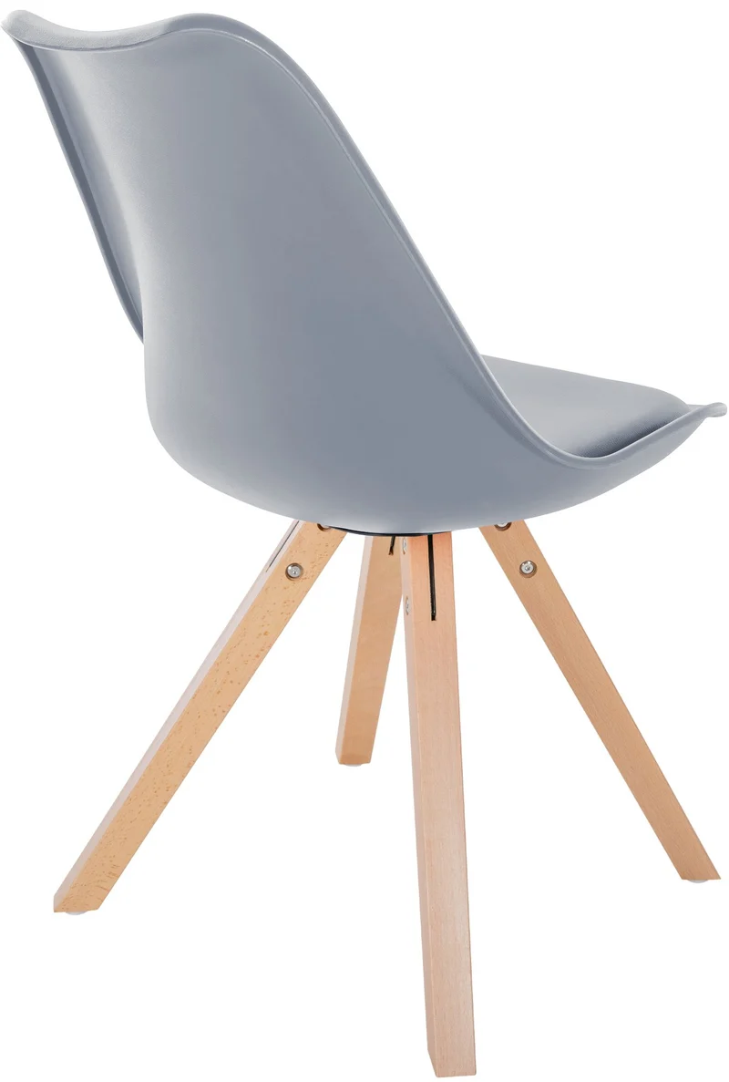 Chaise de salle à manger x1 style scandinave assise en plastique gris et pieds carrés en bois clair 10_0001453