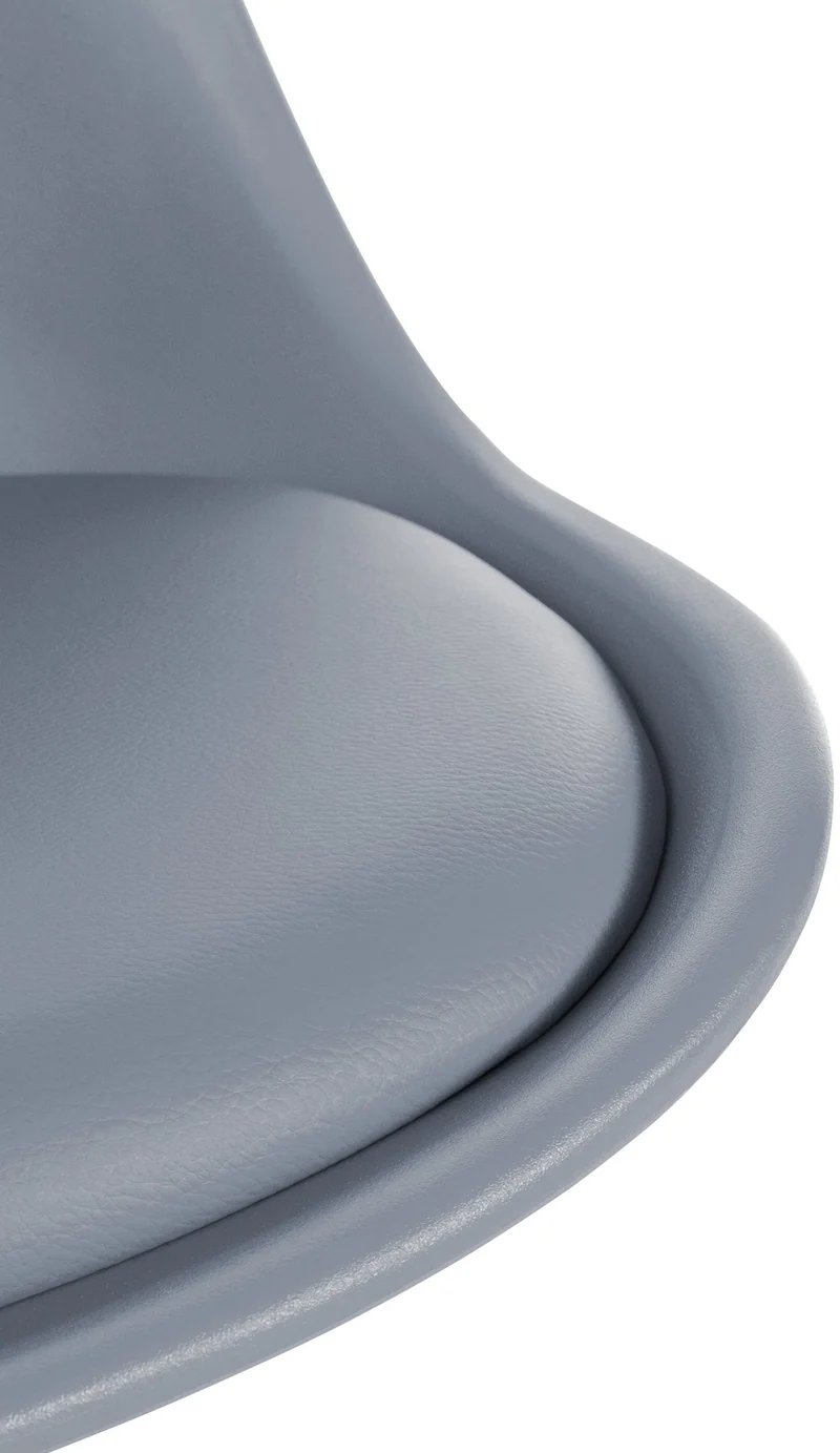 Chaise de salle à manger x1 style scandinave assise en plastique gris et pieds carrés en bois clair 10_0001453