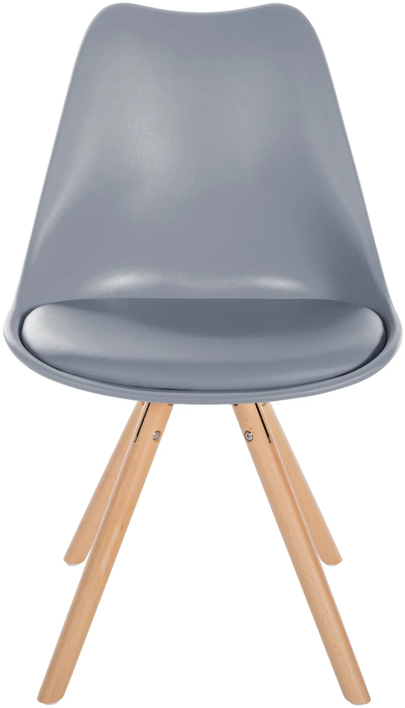 Chaise de salle à manger x1 style scandinave assise en plastique gris et pieds ronds en bois clair 10_0001446