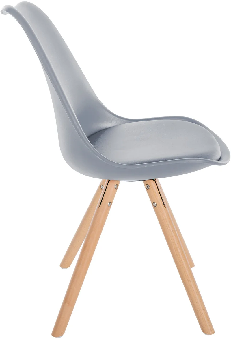 Chaise de salle à manger x1 style scandinave assise en plastique gris et pieds ronds en bois clair 10_0001446